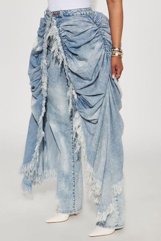 Draped Over Fringe Jeans ( Lt Denim)