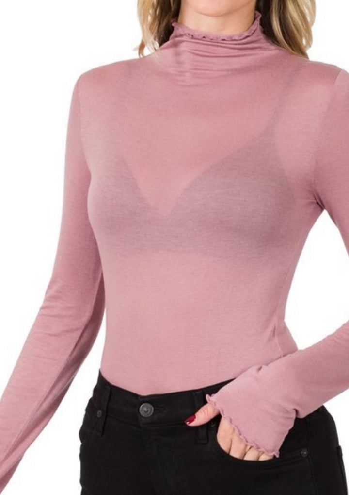 Mock Neck Sheer Top