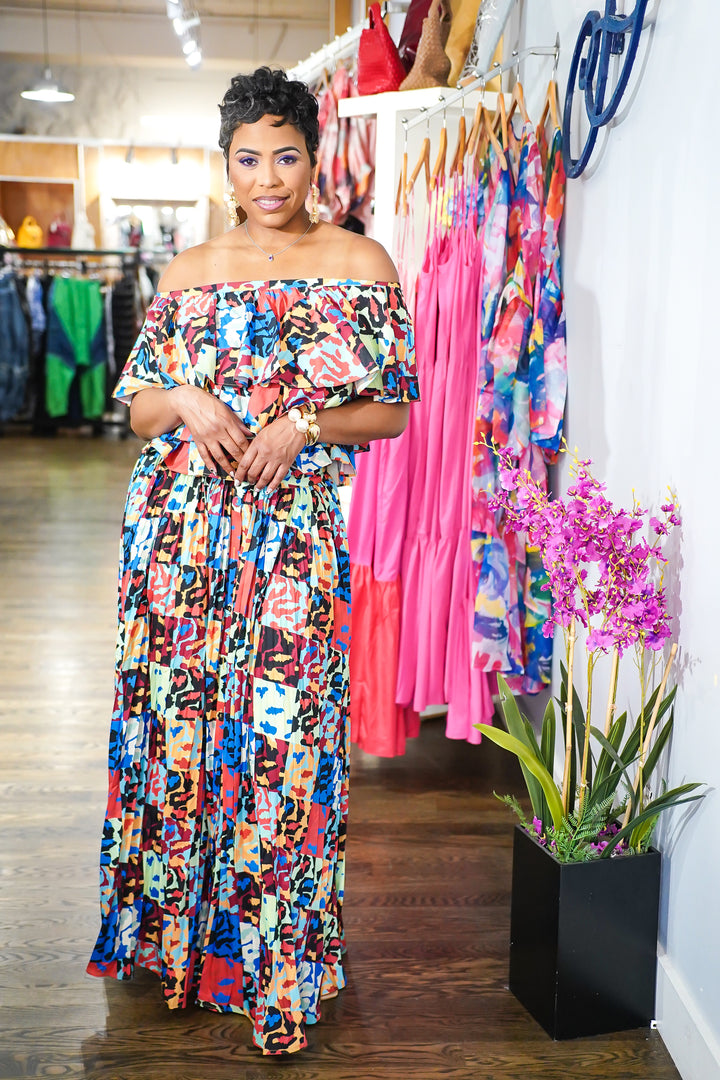 Graphic Print 2Pc Skirt Set