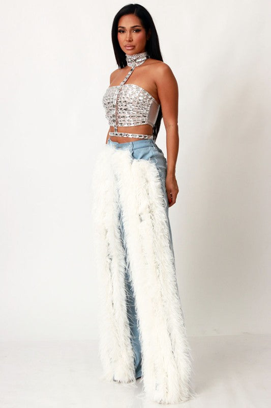 Washed up Feather Denim Jeans