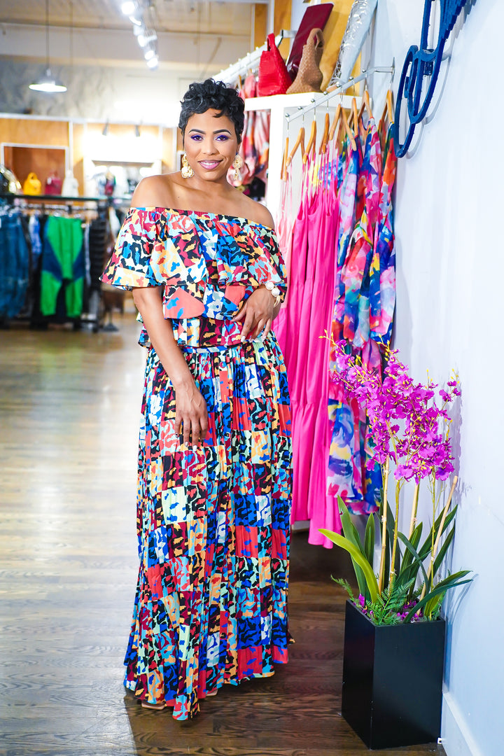 Graphic Print 2Pc Skirt Set