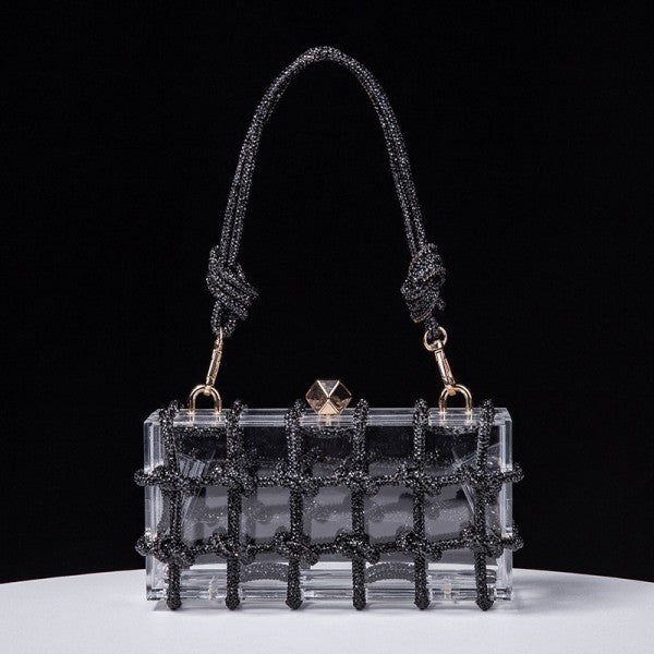 Square it rhinestone handle purse