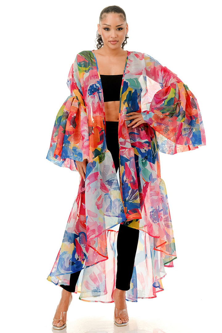 Bring Me My Flowers Kimono - (Bright Florals)