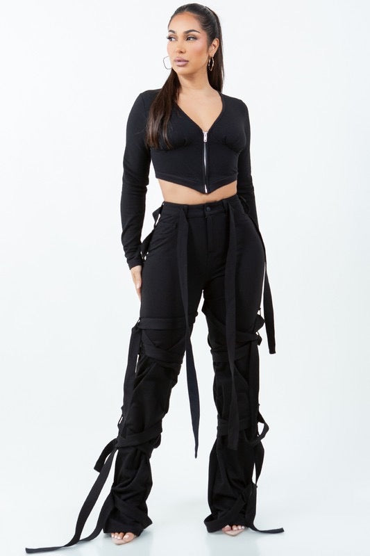 Kali B String French Terry Pants (Khaki)