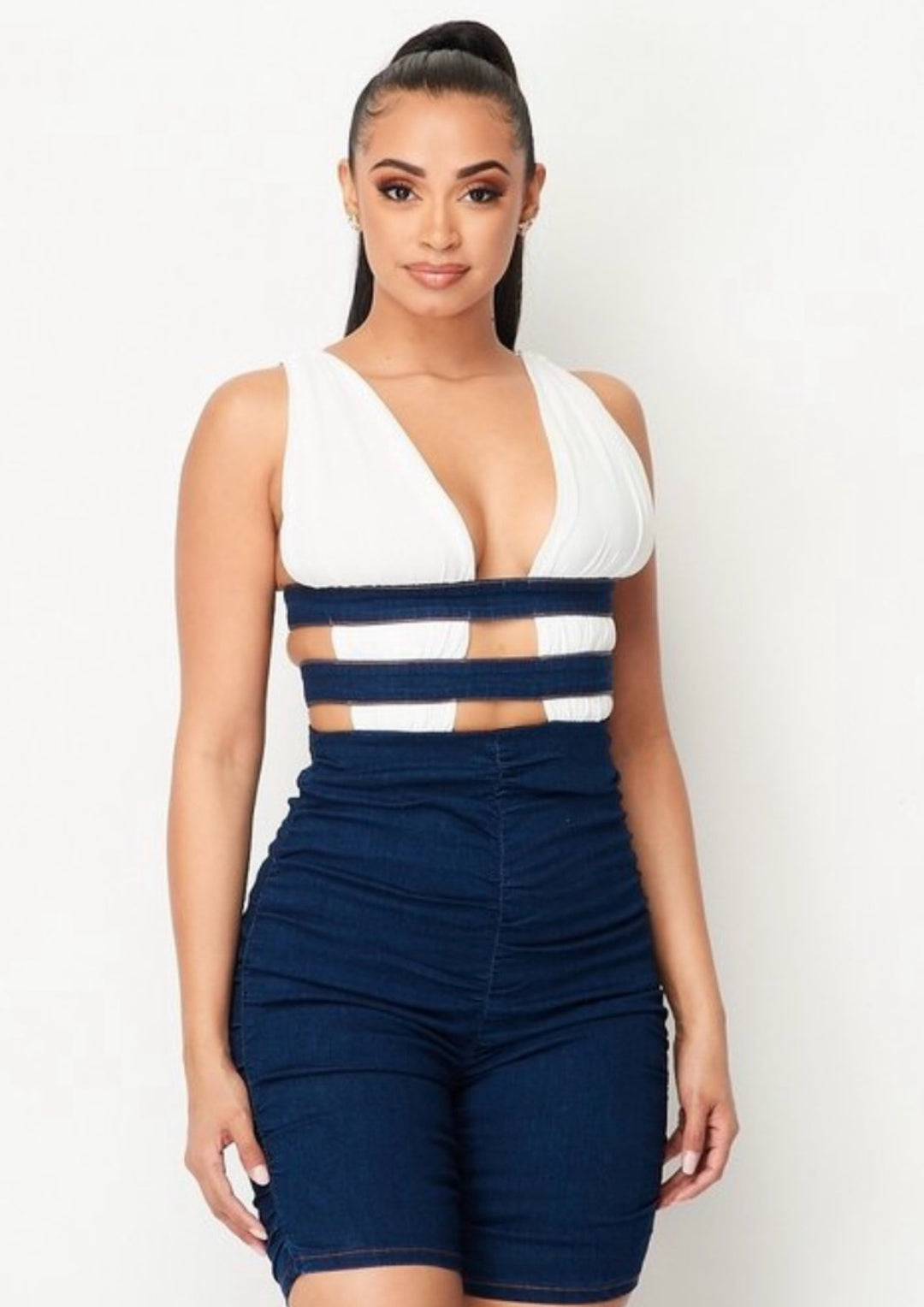 Brittney Babe Denim Romper