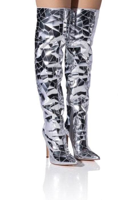 Silver Dazzled Shattered Boot