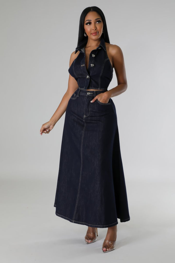 Janette Halter 2pc Denim Set