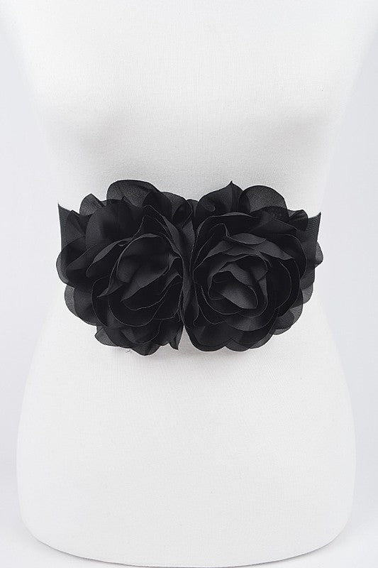 Ruffle Flower Belt ( Black/Brown/Red)