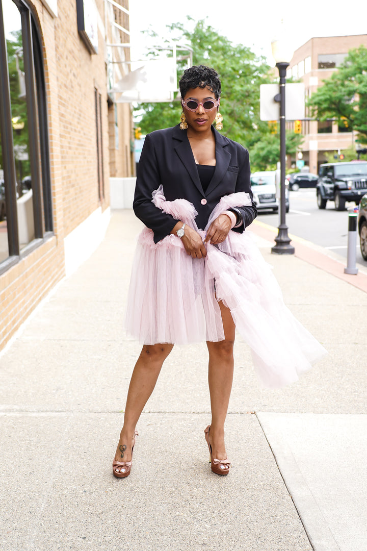 MY MY RUFFLE TUXEDO DRESS