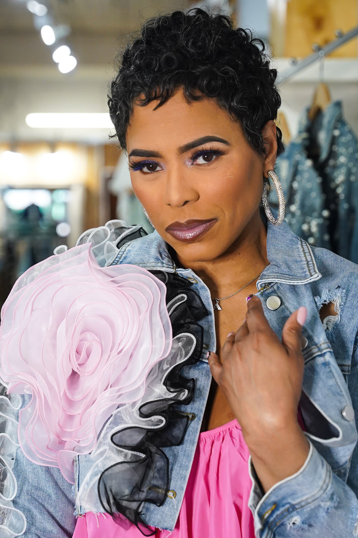 Big Ruffle Flower Denim Jacket