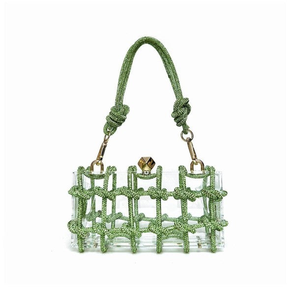 Square it rhinestone handle purse