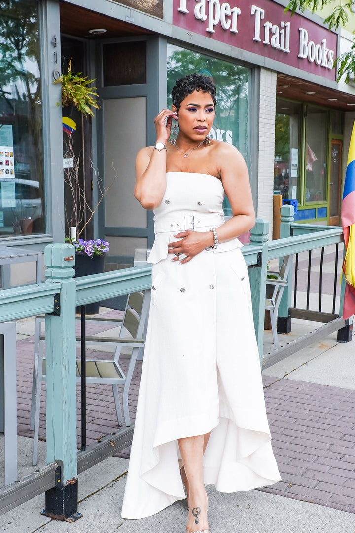 Tatiana Asymmetric Linen Tube Dress
