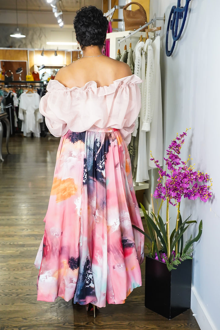 Off shoulder Ruffle Sheer Top