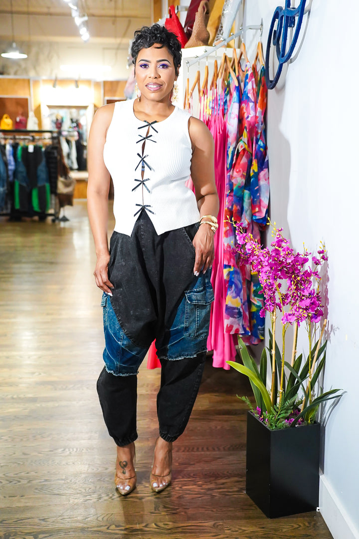 No Pressure Denim Harem Pants