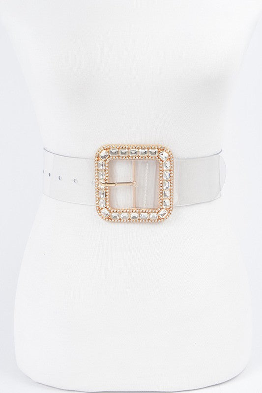 Stone Metal Clear Square Belt