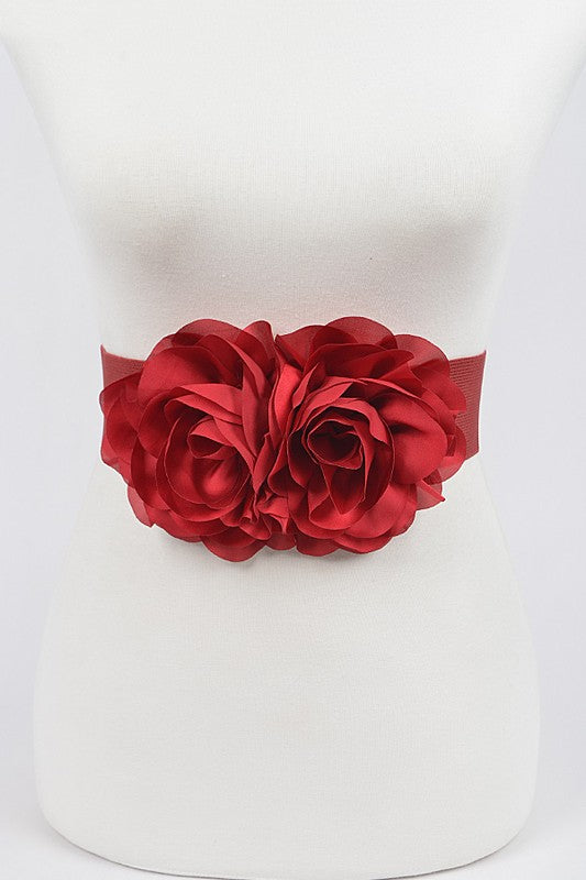 Ruffle Flower Belt ( Black/Brown/Red)