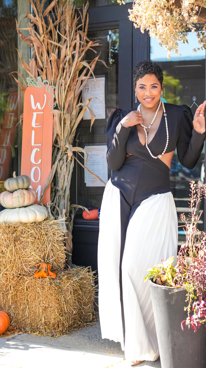 Dream Date Black & White Jumpsuit