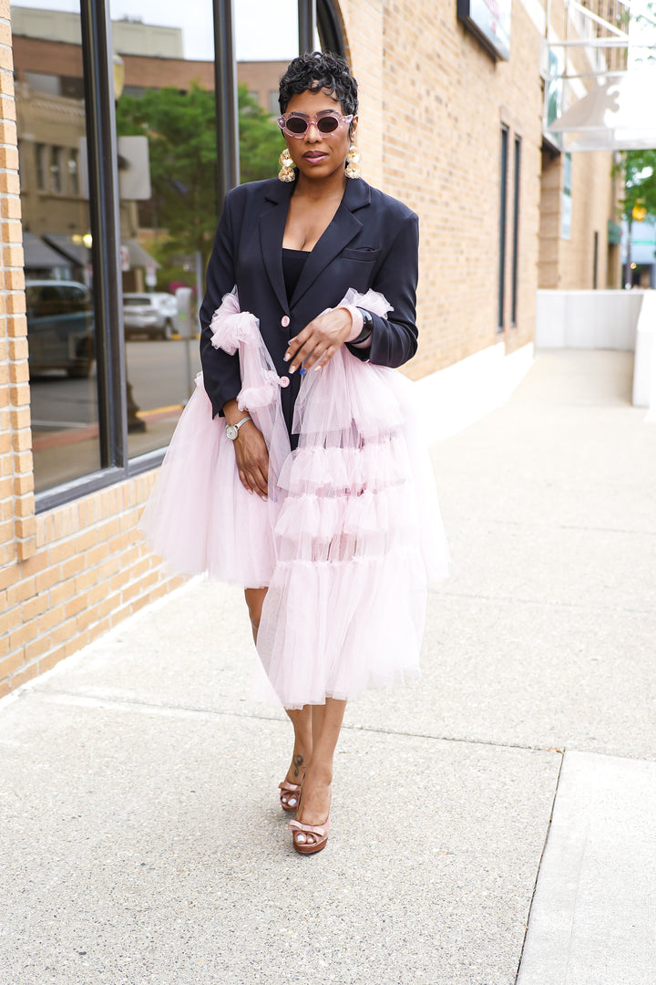 MY MY RUFFLE TUXEDO DRESS