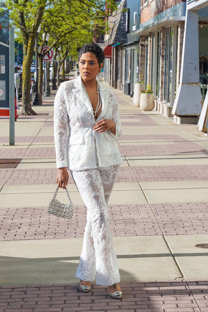 Crystal Lite White 2Pc Pants Set