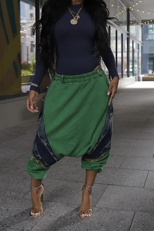 No Pressure Denim Harem Pants