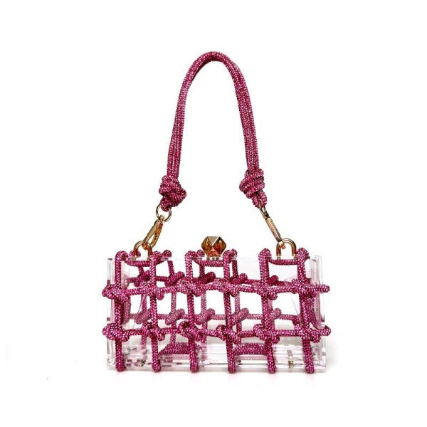 Square it rhinestone handle purse