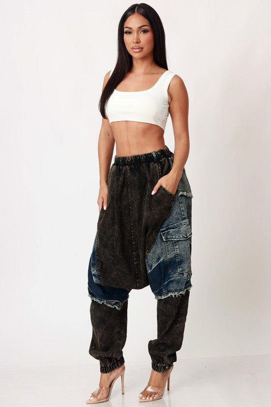 No Pressure Denim Harem Pants
