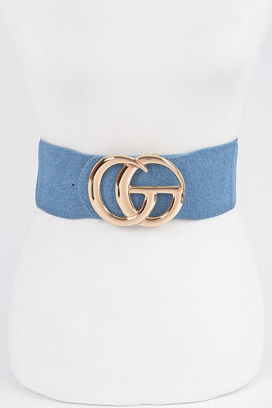 CG Elastic Denim Belt - Gold