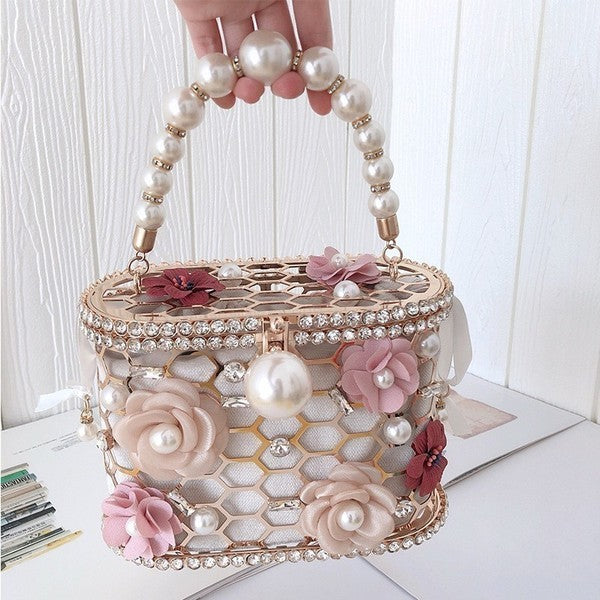 Blooming Pink Flower w/pearl handle