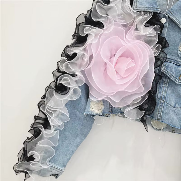 Big Ruffle Flower Denim Jacket