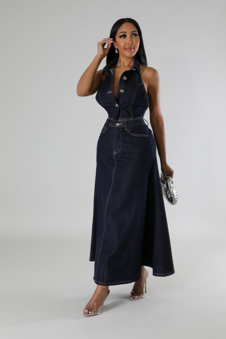 Janette Halter 2pc Denim Set