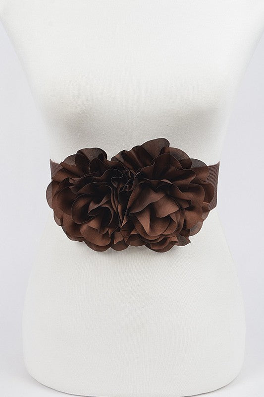 Ruffle Flower Belt ( Black/Brown/Red)