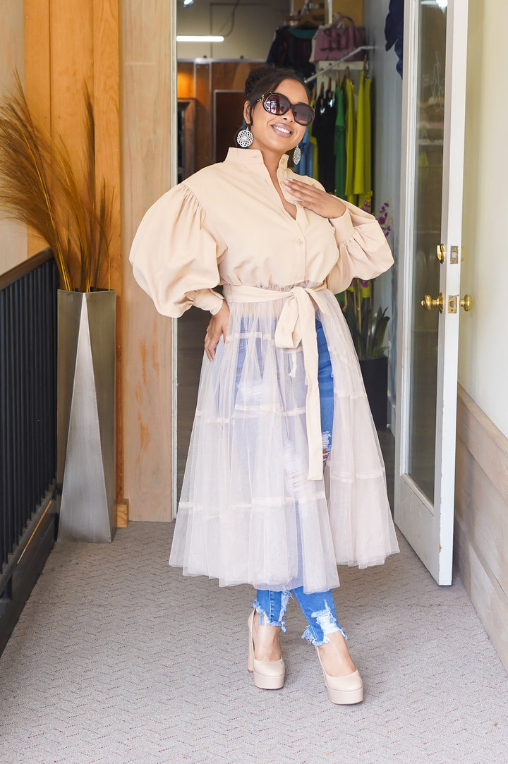 Tulle Fantasy Balloon Sleeve Top (More colors)