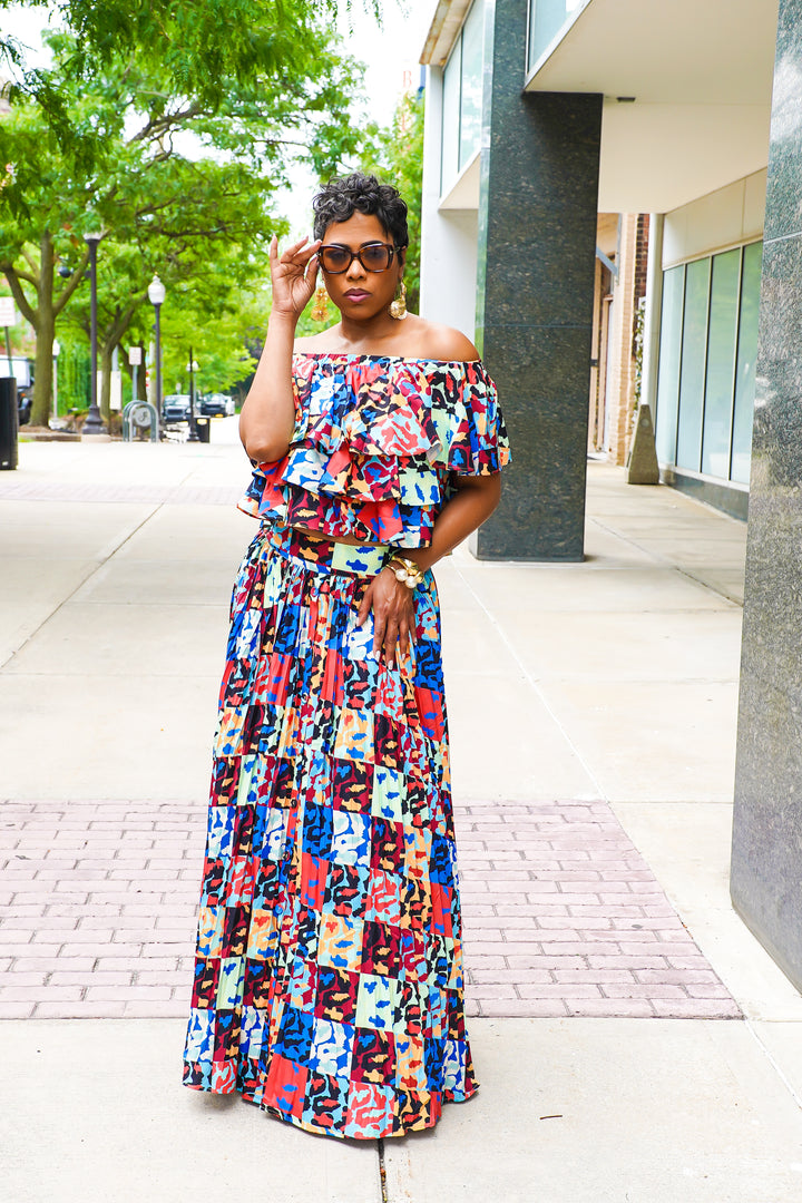Graphic Print 2Pc Skirt Set