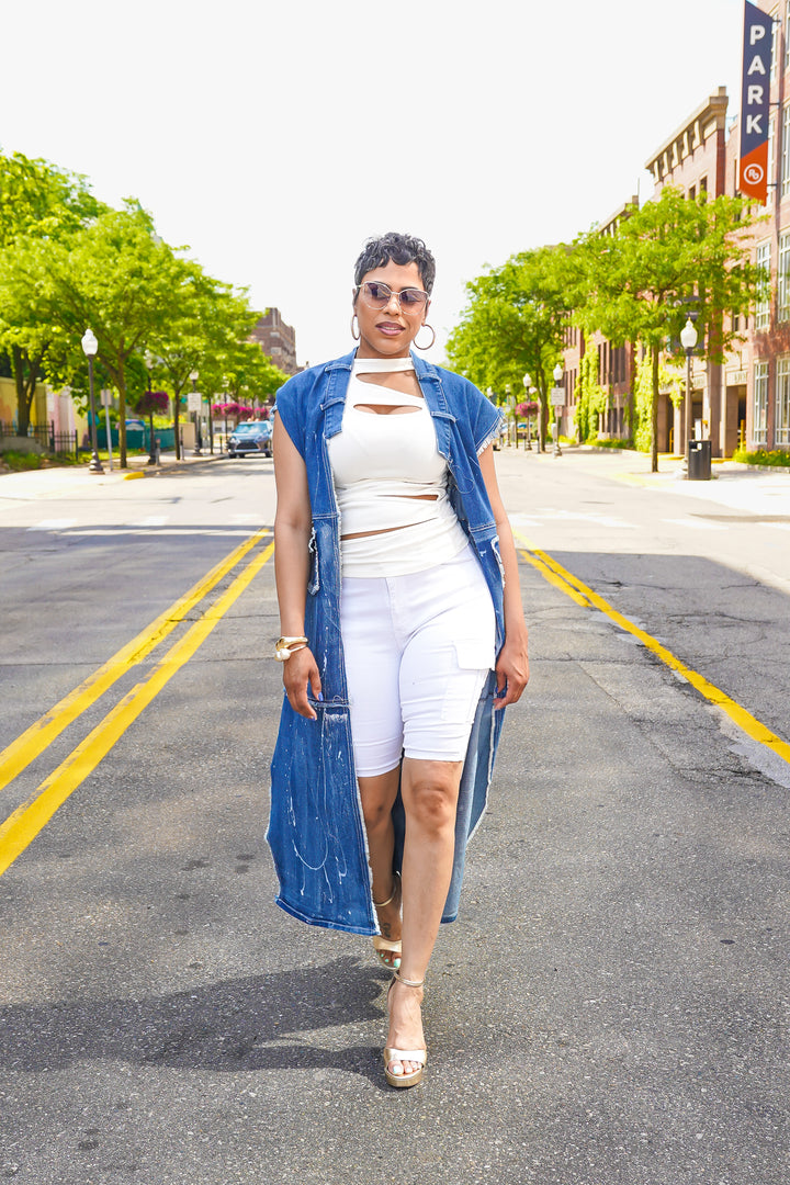 Invested in Denim Maxi Vest