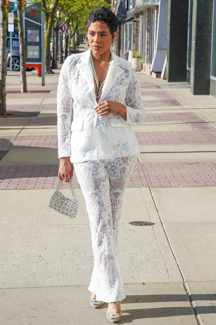 Crystal Lite White 2Pc Pants Set