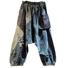 Patchwork & Leather Harem Jeans