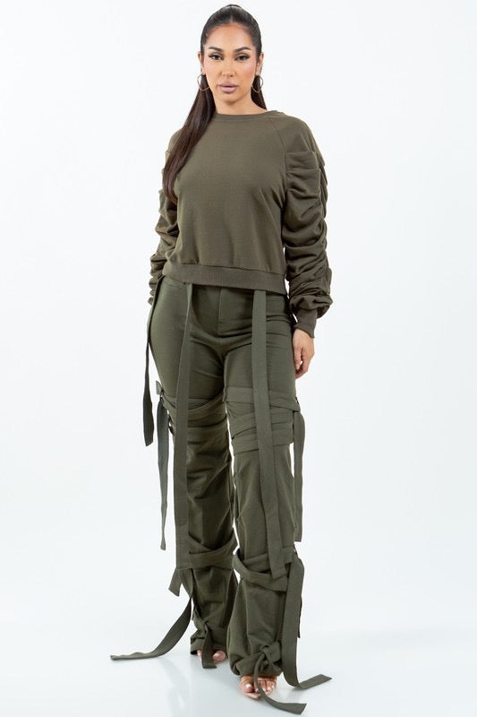 Kali B String French Terry Pants (Khaki)
