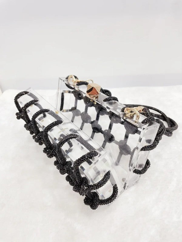 Square it rhinestone handle purse