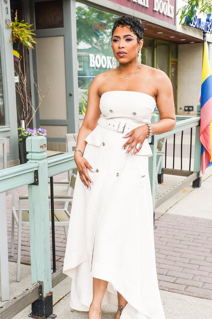 Tatiana Asymmetric Linen Tube Dress