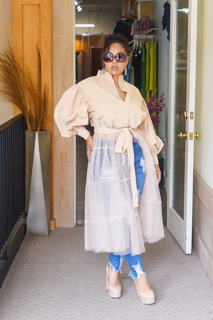 Tulle Fantasy Balloon Sleeve Top (More colors)