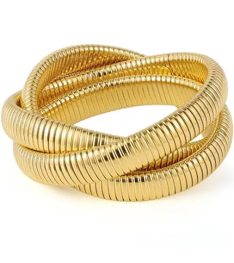 Triple Cobra Ribbed Bracelet (Gold)