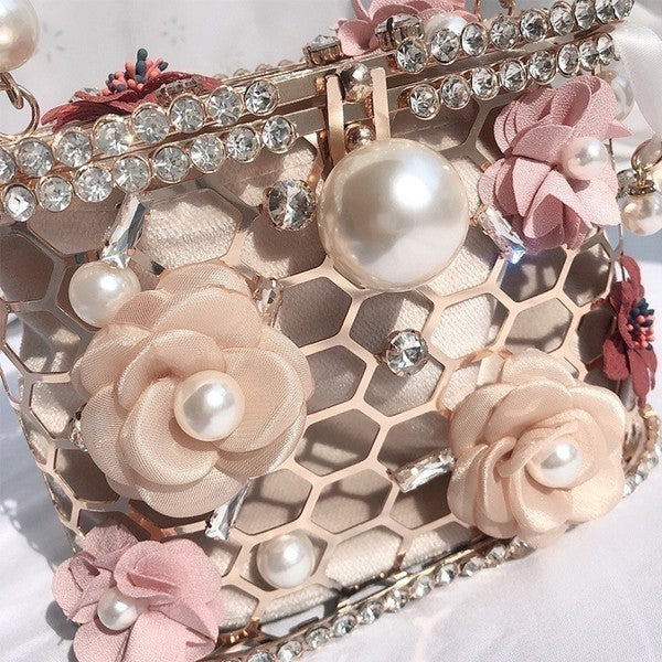 Blooming Pink Flower w/pearl handle