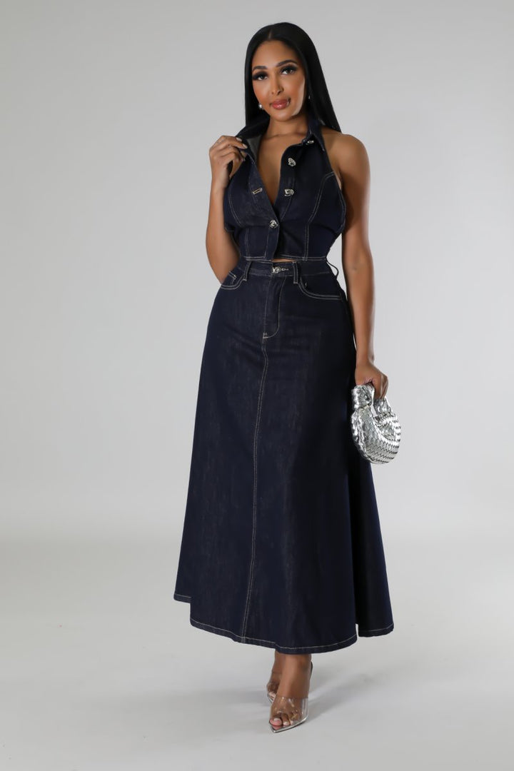 Janette Halter 2pc Denim Set