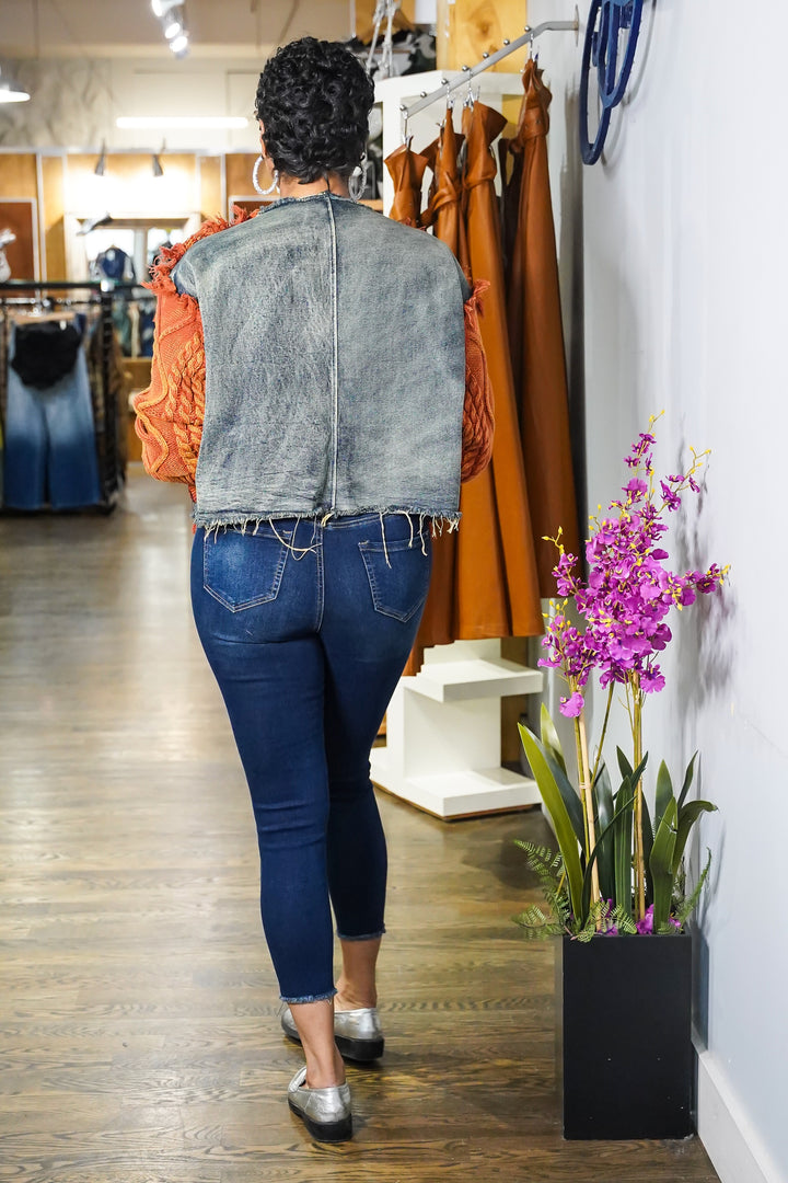 I'm Over it Denim Sweater Top (Black)