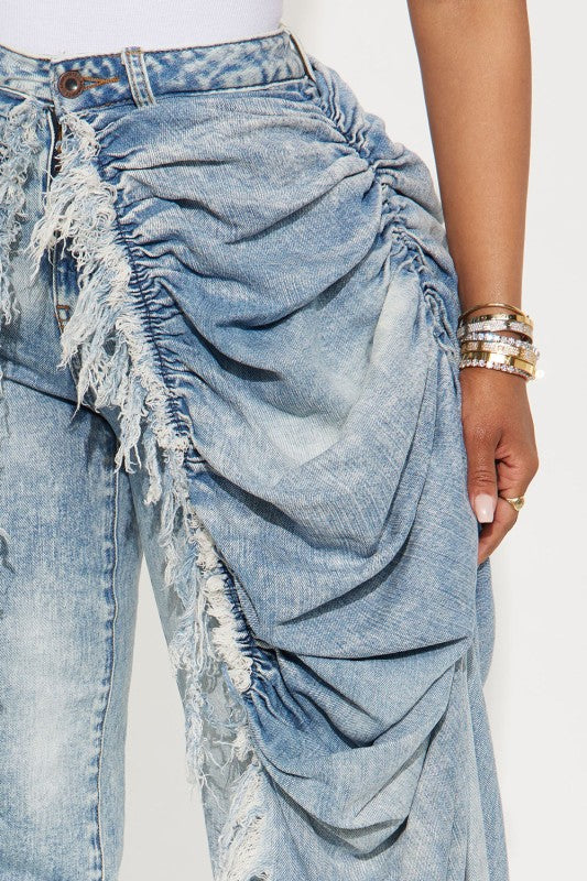 Draped Over Fringe Jeans ( Lt Denim)
