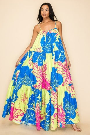 Island printed Strap Maxi Dress