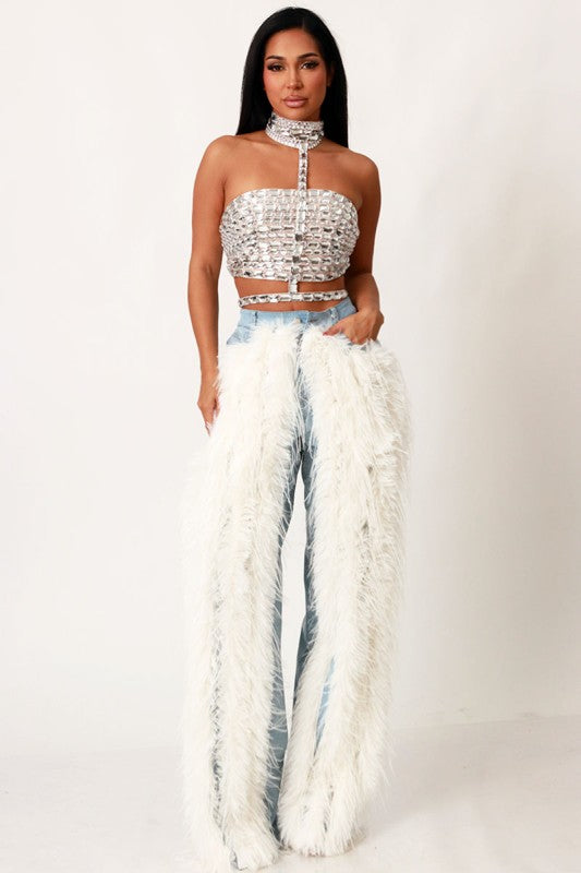 Washed up Feather Denim Jeans