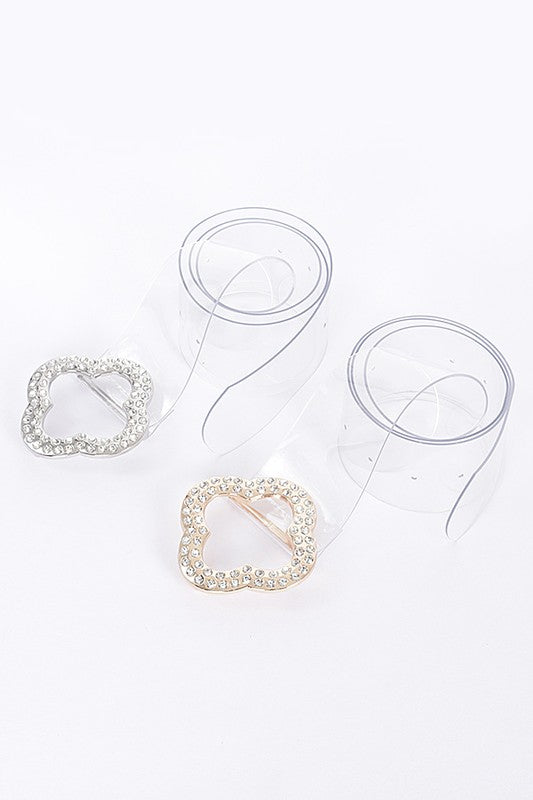 Rhinestone Clover Clear Belt