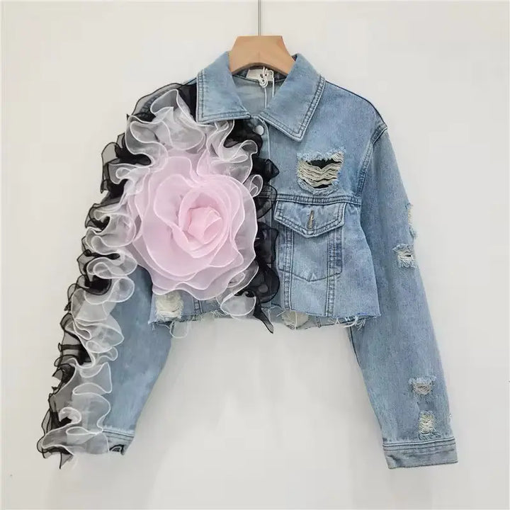Big Ruffle Flower Denim Jacket