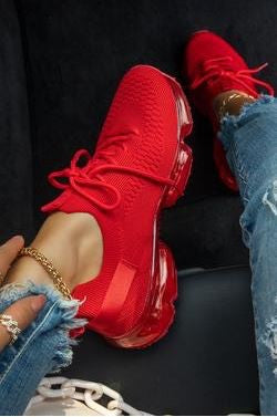 Fantasy Comfy Tie UP Sneaker - (Red)